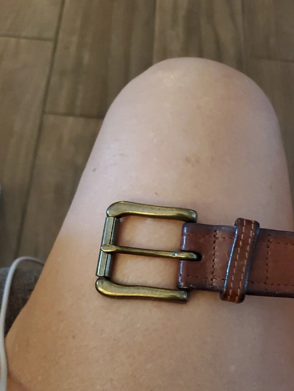 Men's Tan Leather Shoulder Strap with Brass Accent